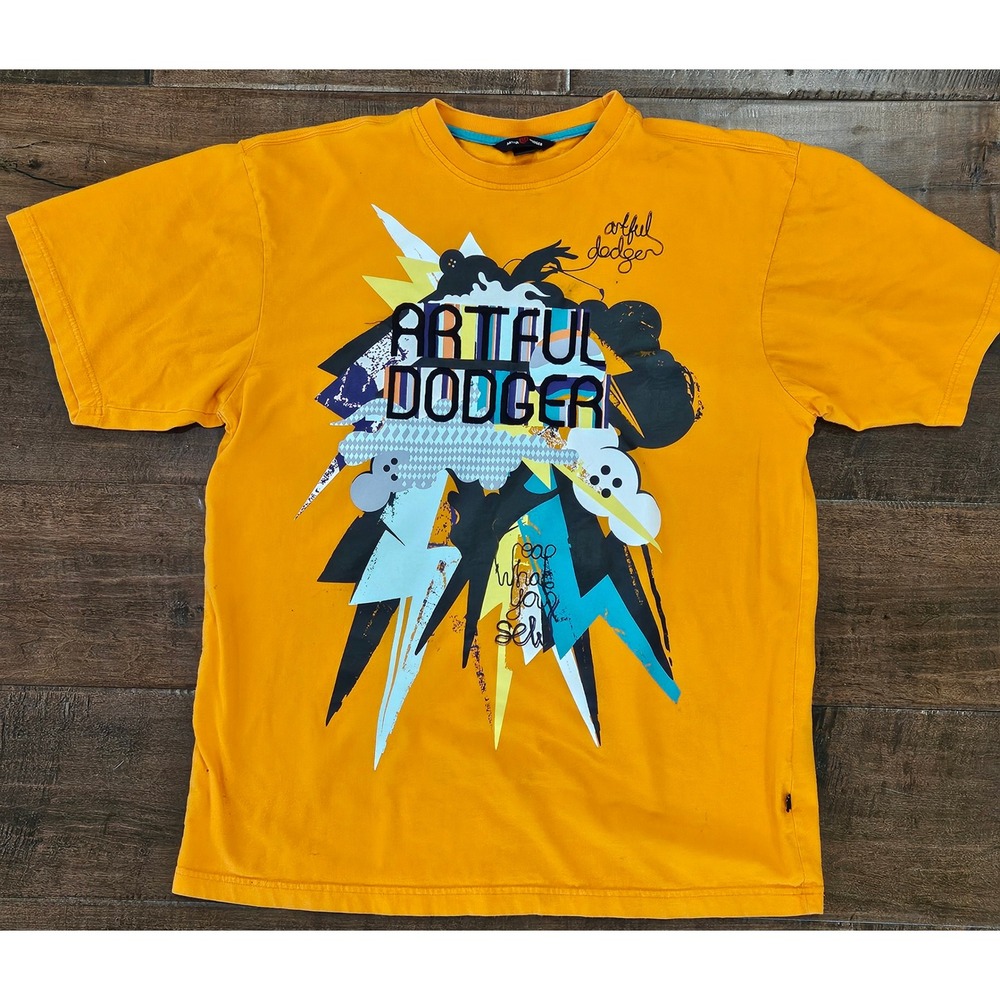 Y2K VTG Hip Hop Skater Artful Dodge Orange Teeshirt XL Reap What You Sew
